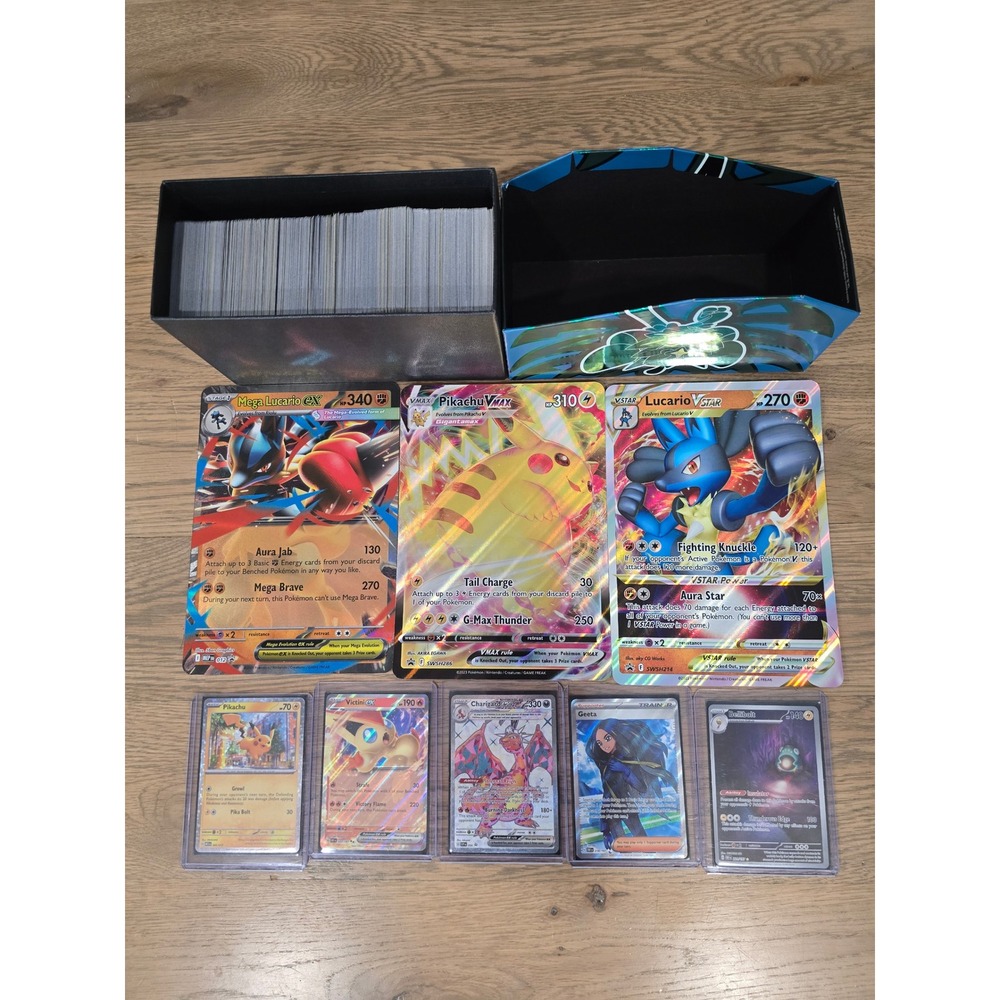 Pokemon Card Lot Charizard ex SIR Pikachu VMAX Lucario VSTAR Jumbo Bulk Tin